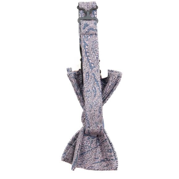 Ryan Seacrest Adjustable Pink & Blue Paisley 100% Silk Bow Tie - Picture 4 of 7